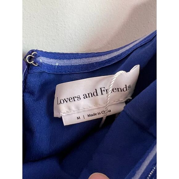 NWOT Lovers and Friends Mya Midi Tiered Blue Metallic Dress Women's Size M - Picture 6 of 10